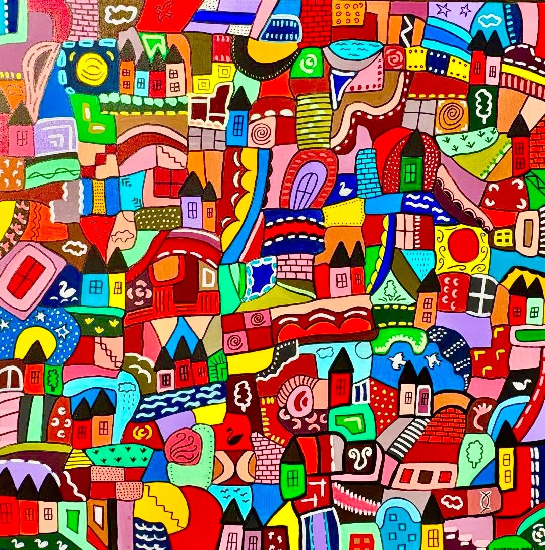 Colourful abstract cityscape painting by Svitlana Svetova
